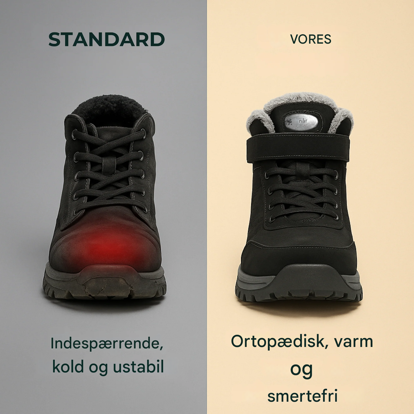 VarmNord – Orthopædisk Vinterstøvle Dame & Herre | Skridsikker Foret Velcro | Hverdag & Udendørs Komfort