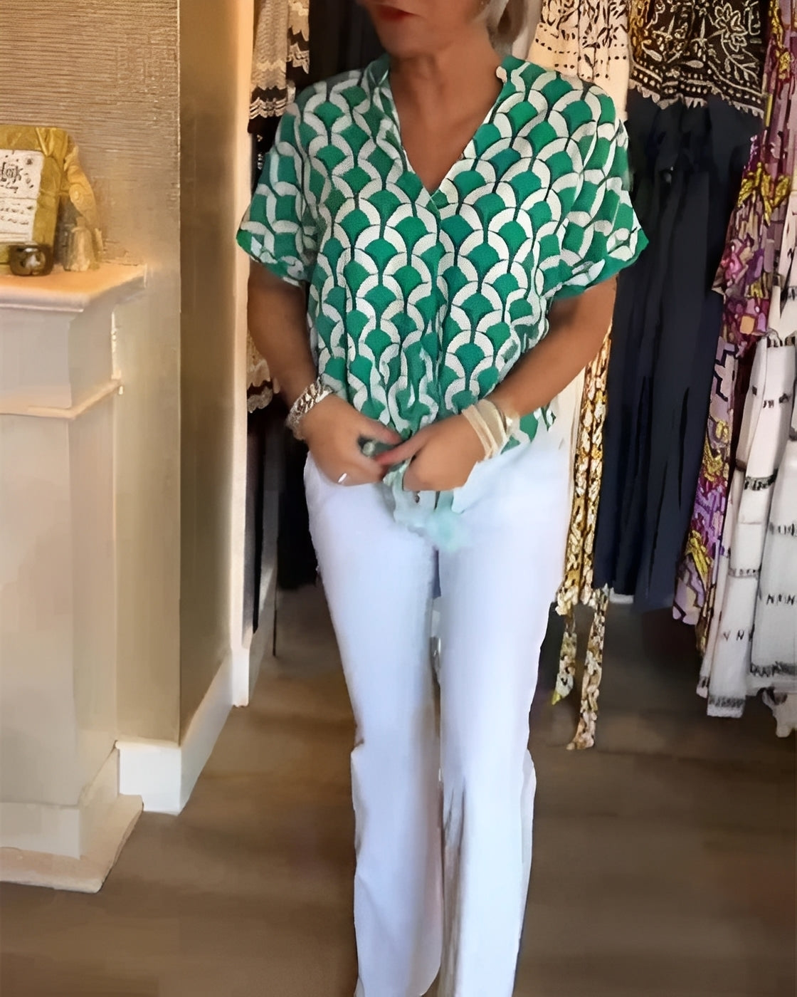 Celia - Trendigt Top med Mönster för Den Moderna Kvinnan