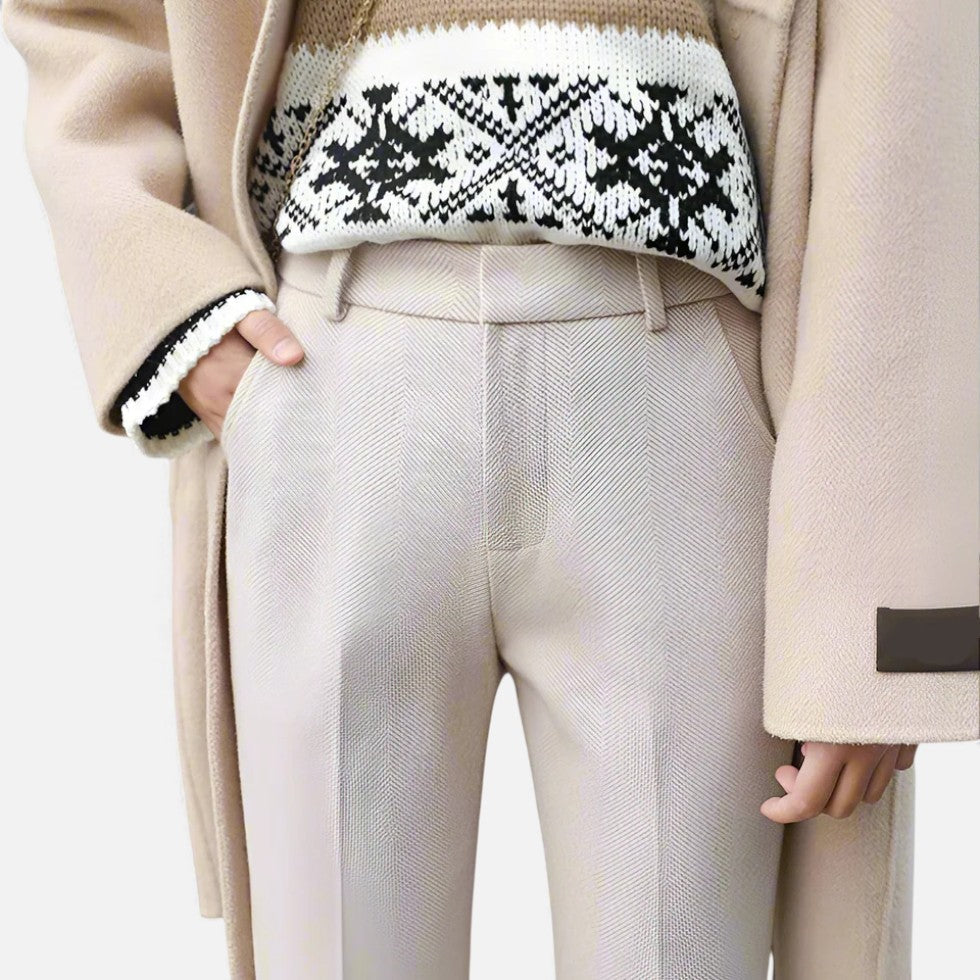 Dame stofbukser med hørmønster