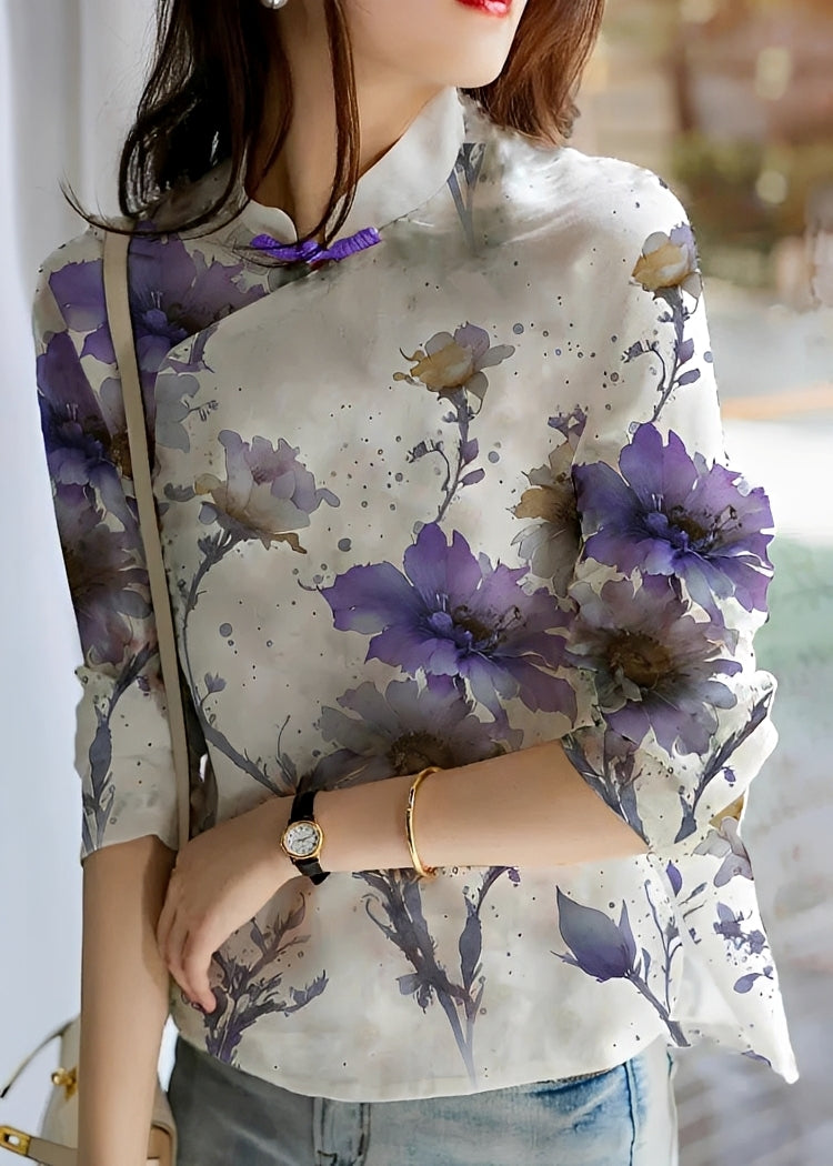 Livia - Elegant Blus med Blommotiv för Kvinnor
