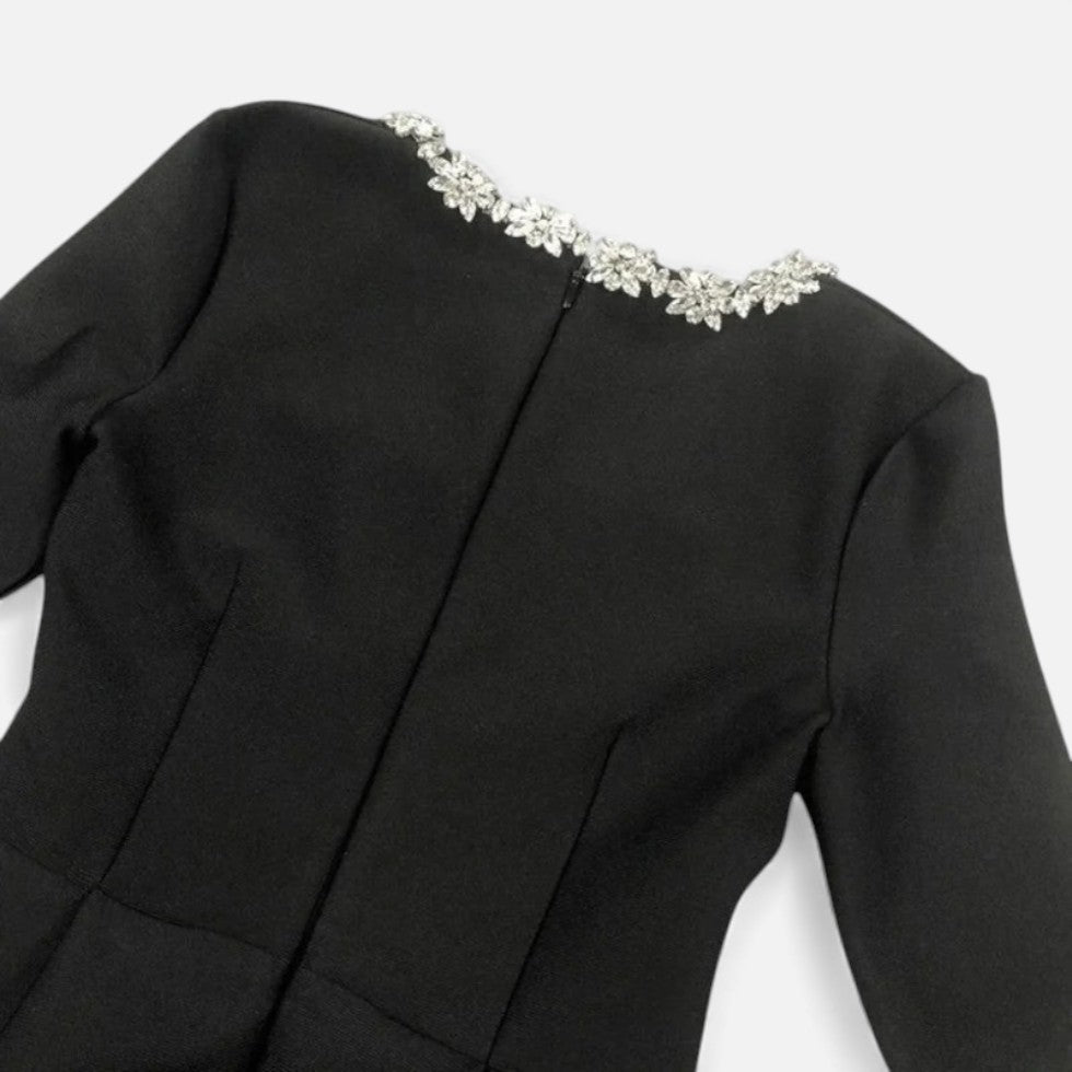 Velvet mini kjole med dekorativ sten trim