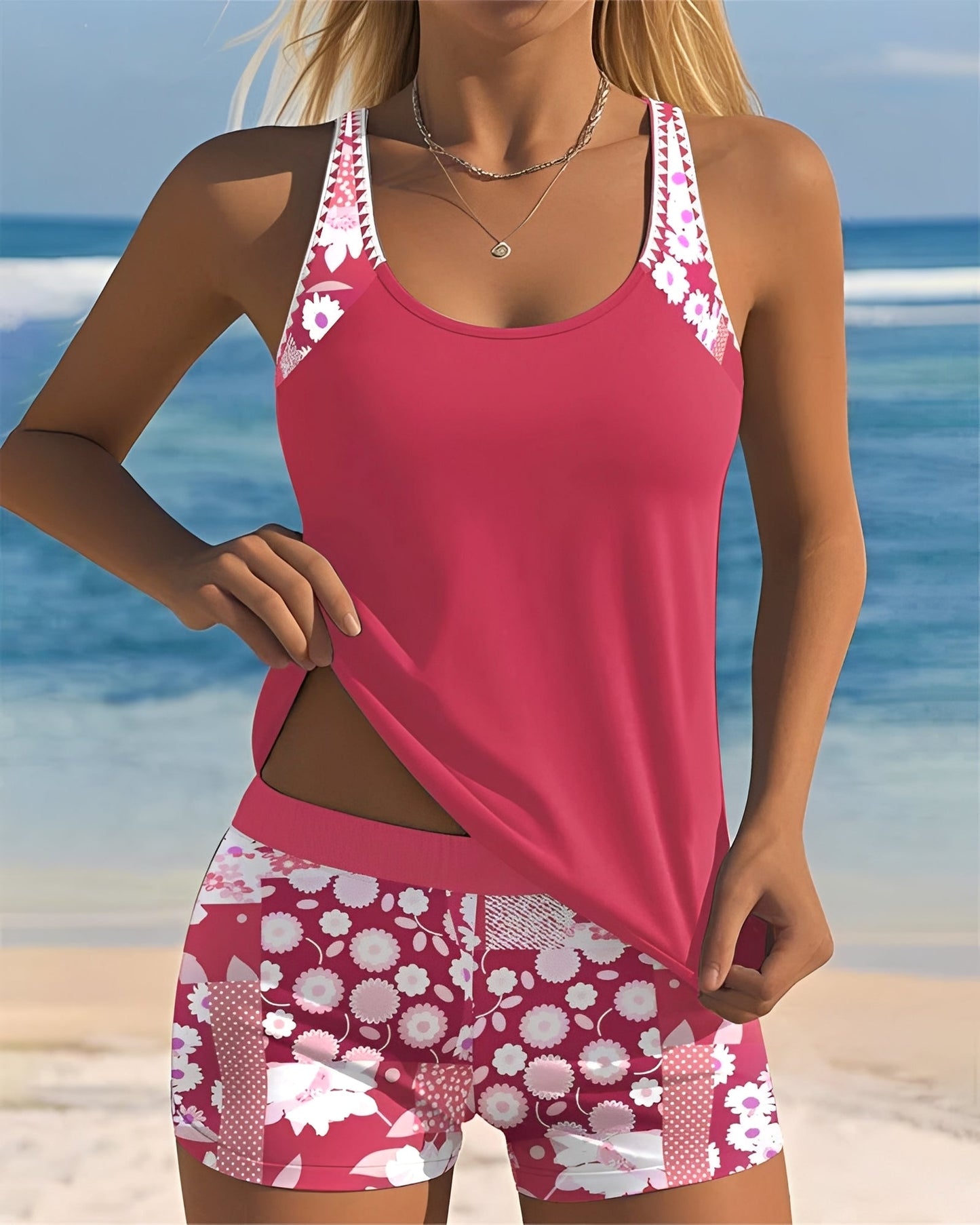 Soleil - Eleganta Tankini-set med Trendig Mönster för Kvinnor