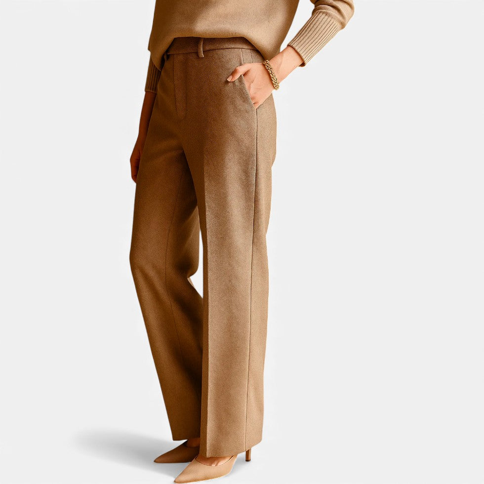 Dame stofbukser med hørmønster