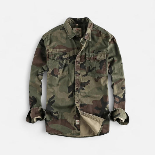 Camouflage mønster skjortejakke med brystlommer til mænd