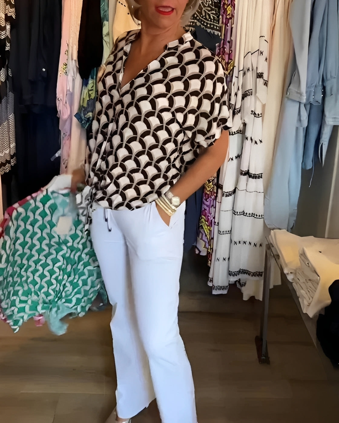 Celia - Trendigt Top med Mönster för Den Moderna Kvinnan