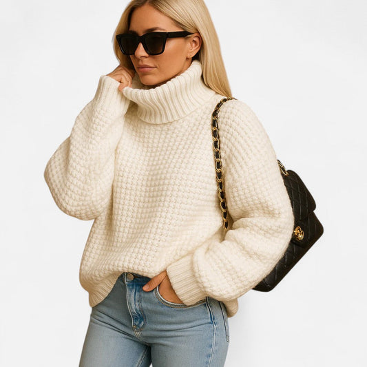 Varm strikket sweater kvinder med høj hals