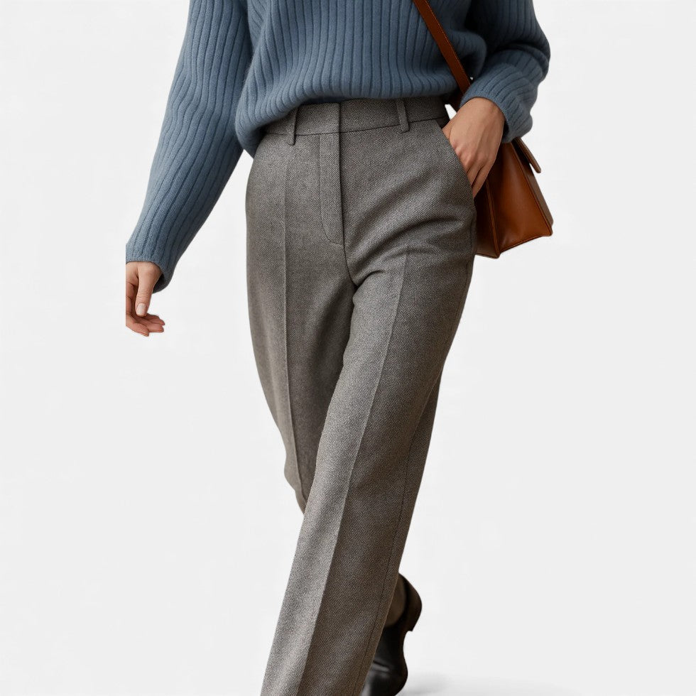 Dame stofbukser med hørmønster