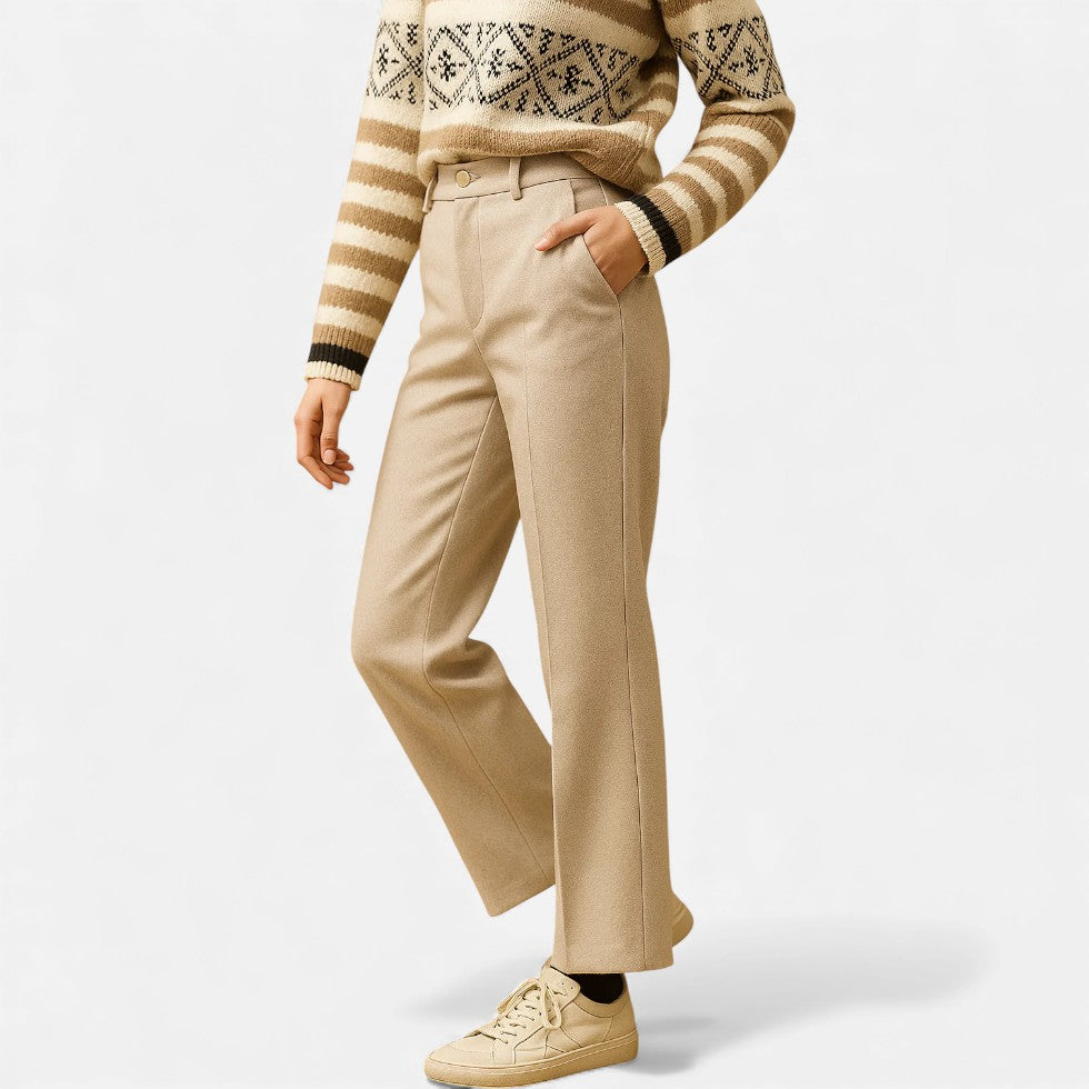 Dame stofbukser med hørmønster