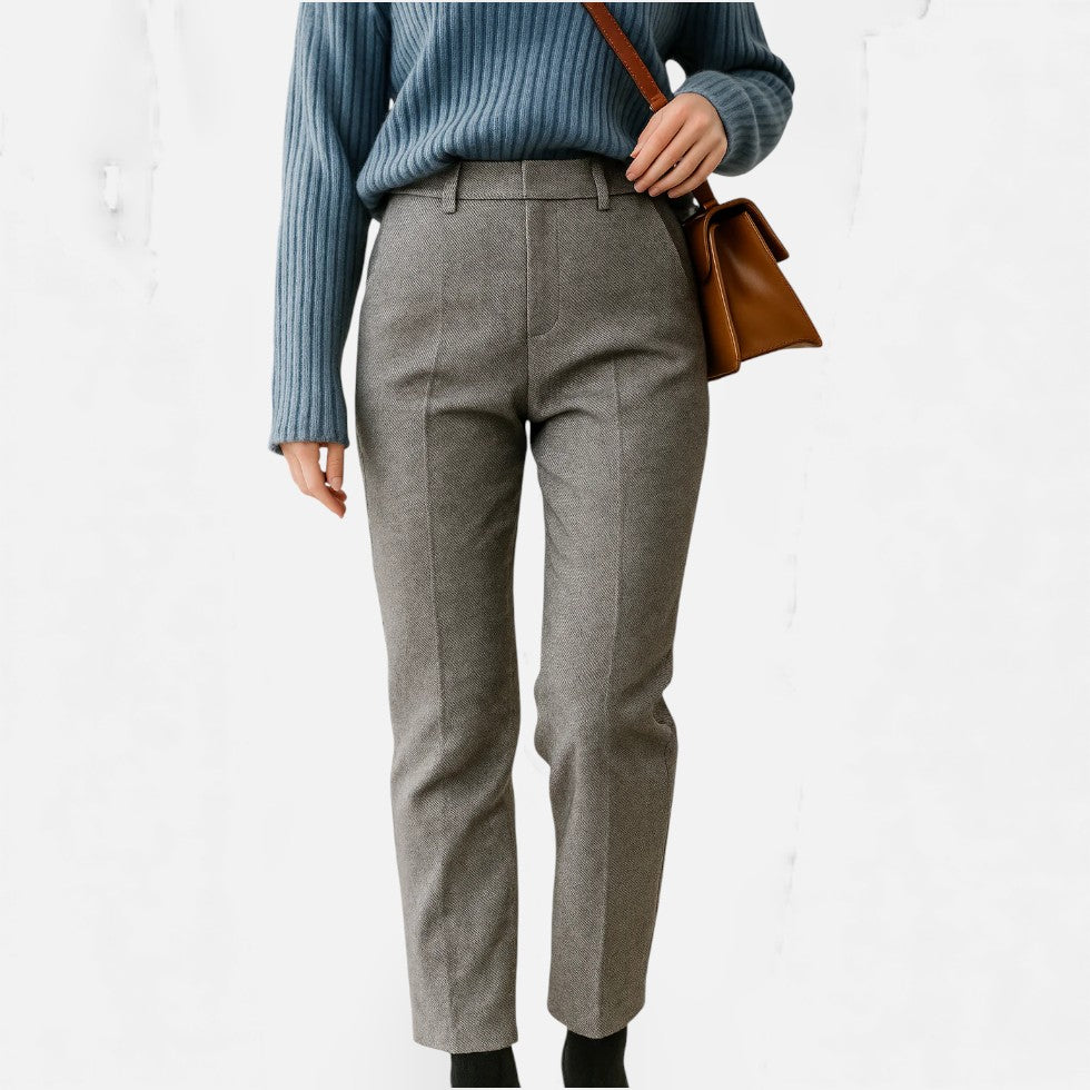 Dame stofbukser med hørmønster