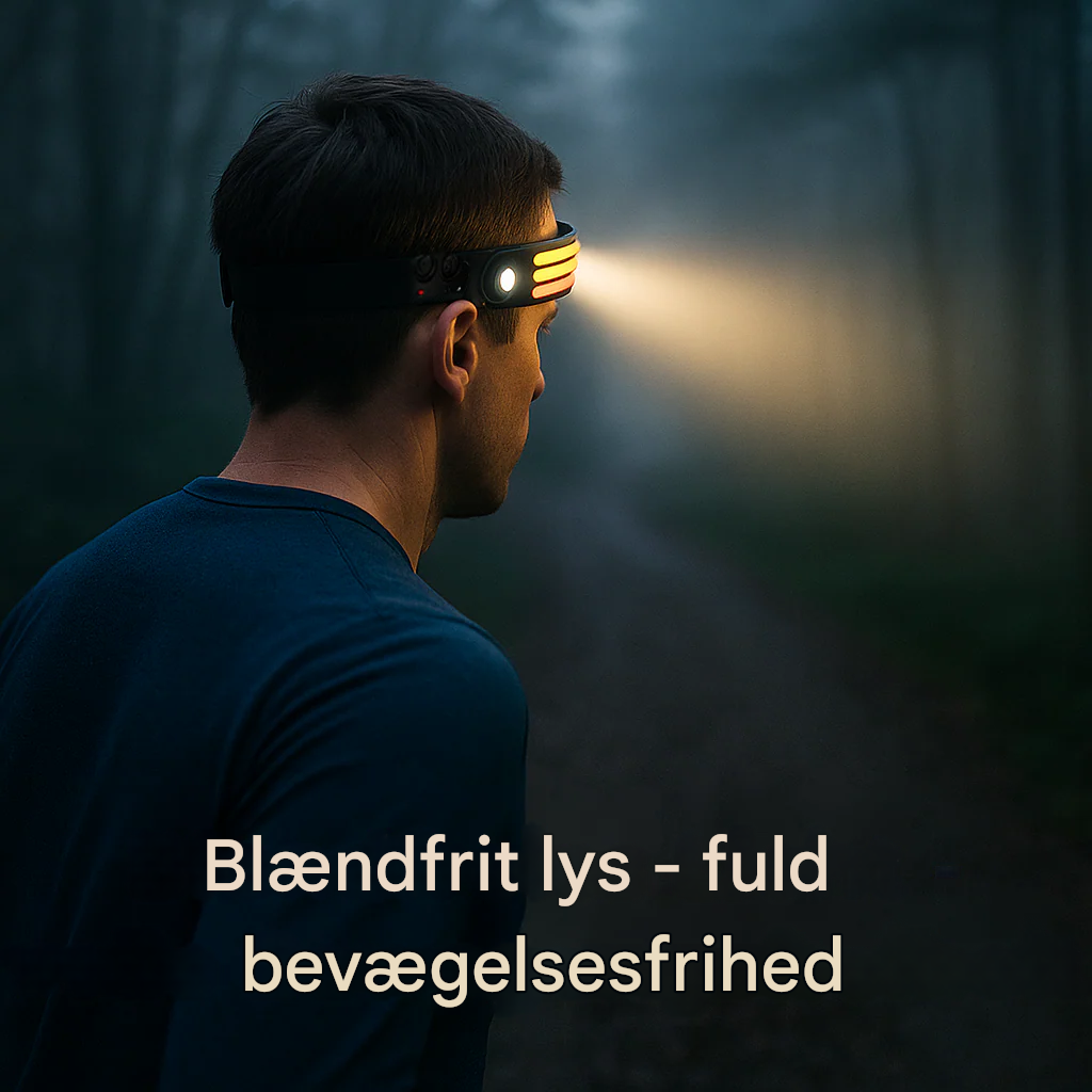 VarmNord – Hovedlampe Sensorstyret | 230° Vidvinkel ultralet vandtæt | Til løb camping outdoor