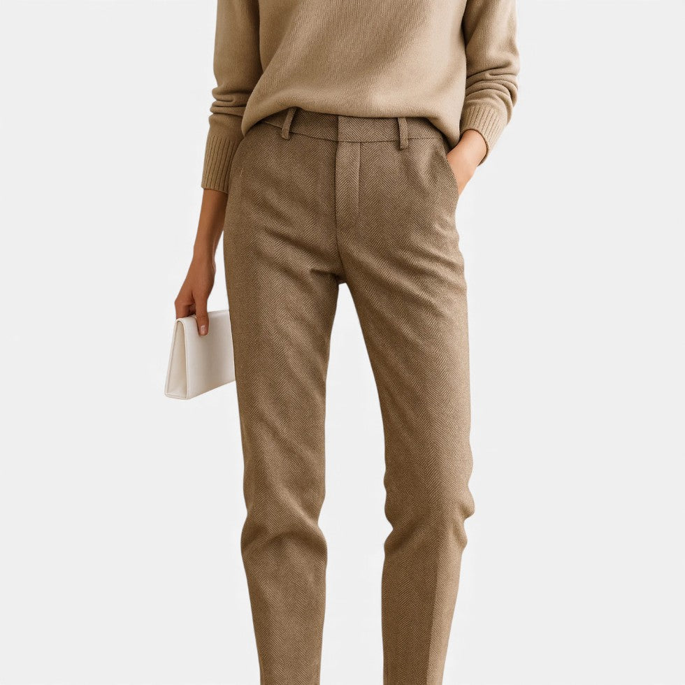 Dame stofbukser med hørmønster