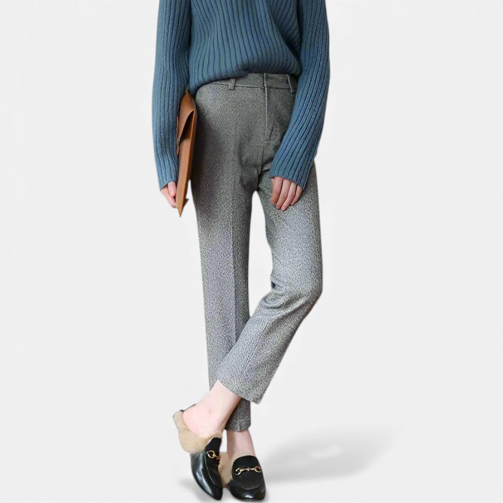 Dame stofbukser med hørmønster