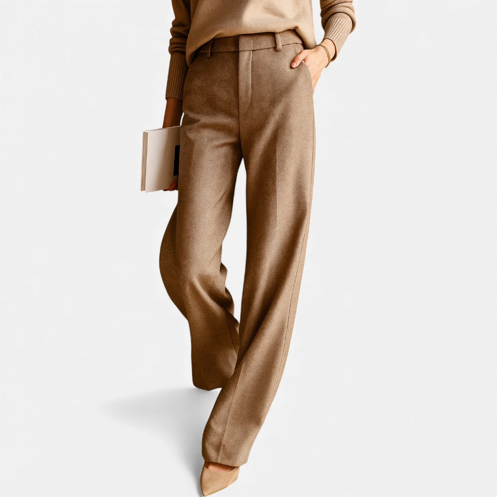 Dame stofbukser med hørmønster