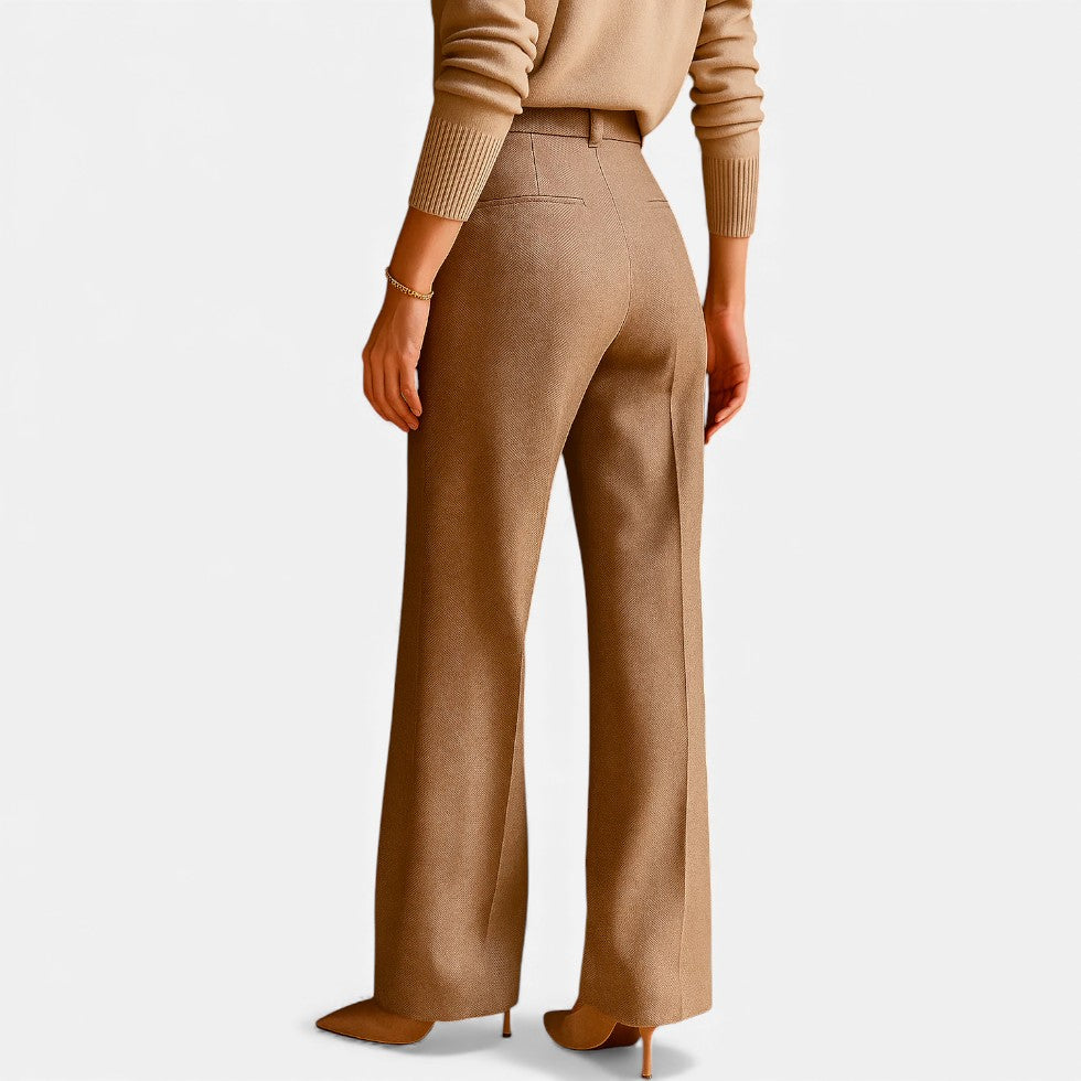 Dame stofbukser med hørmønster