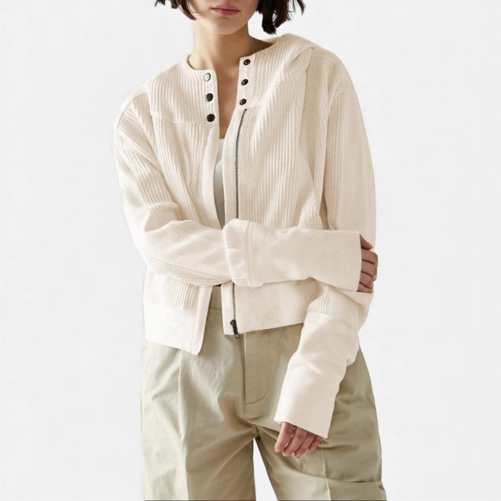 Dame vaffelstrikket hættetrøje