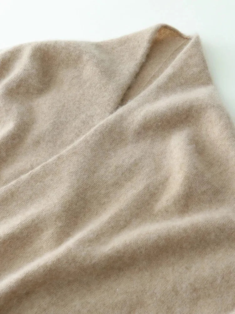 Cashmere wrap sweater med V-hals