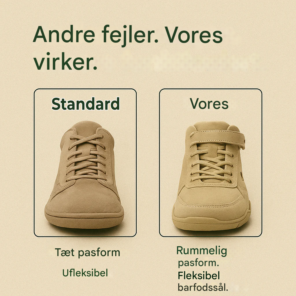 VarmNord – Barfodssko til smertelindring | Vandtæt, Åndbar & Skridsikker | Til hverdag, gåture & sund løbekomfort