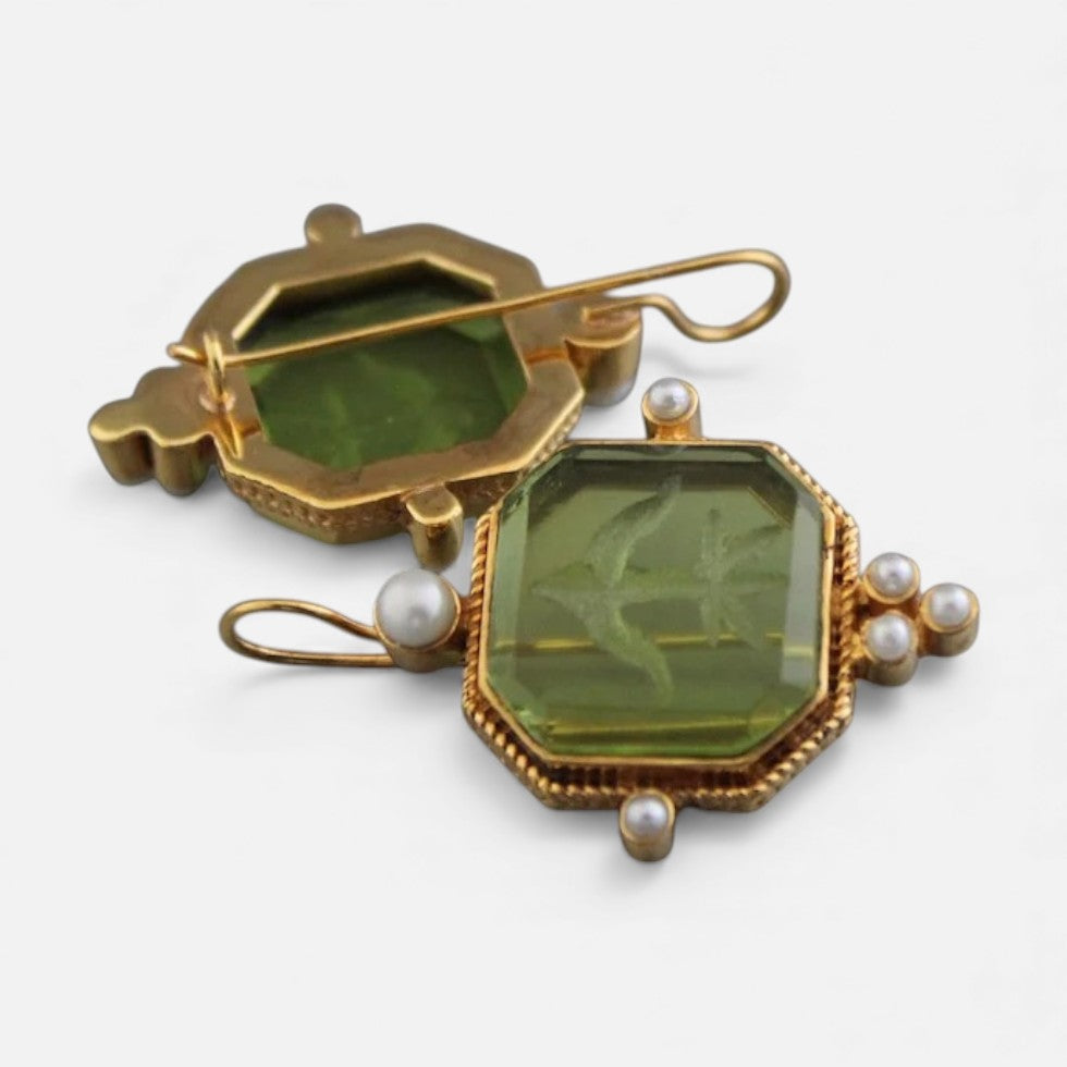 Vintage øreringe kvinder med facetteret glassten