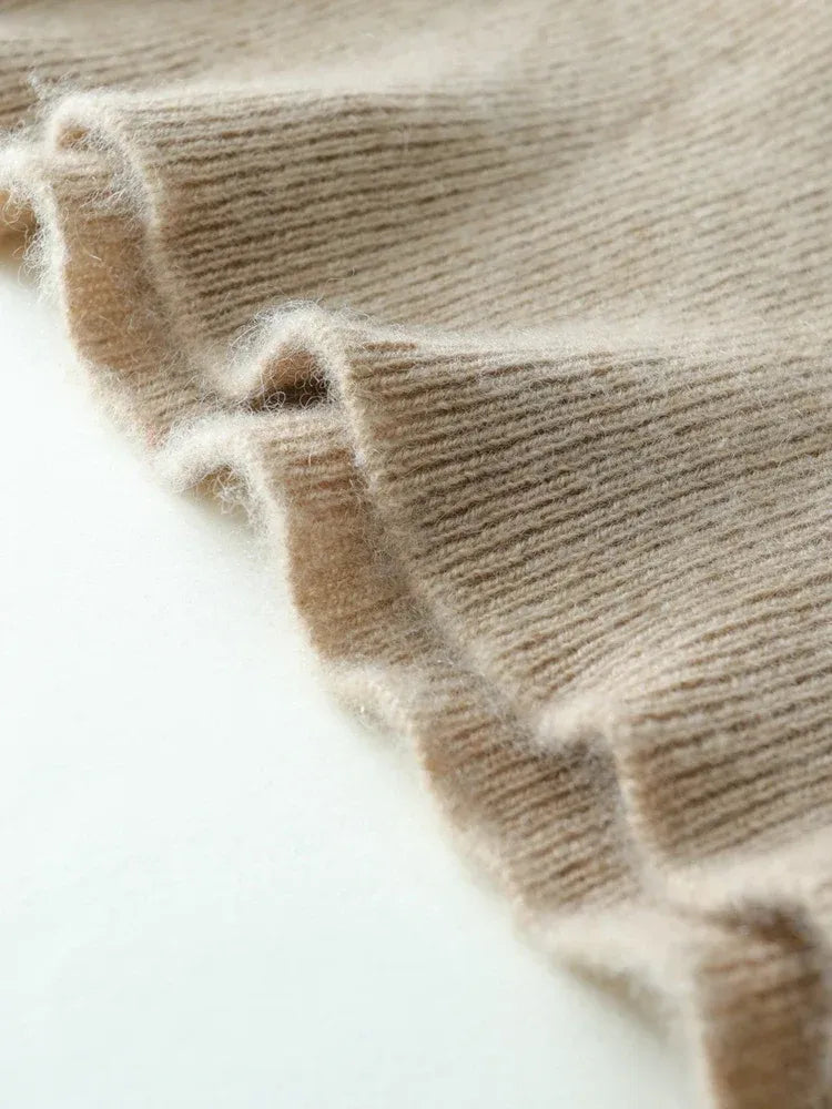 Cashmere wrap sweater med V-hals