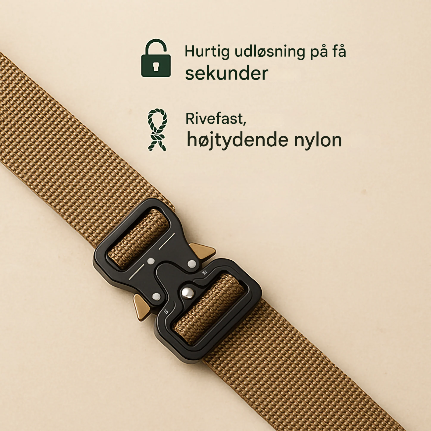 VarmNord – Taktisk bælte med hurtiglukning | Trinfri justerbar, rivfast & robust | Outdoor vandring militær brug