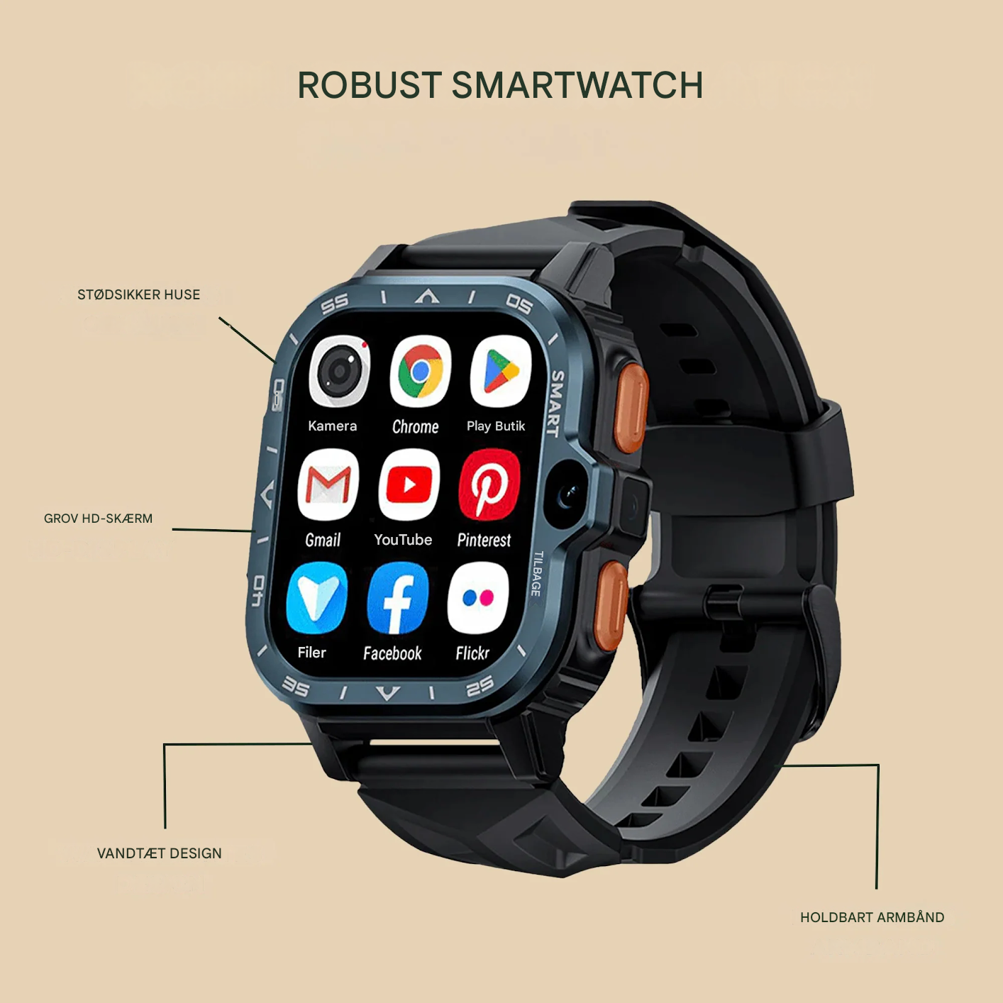 VarmNord – SIM Smartwatch | Opkald & Video IP68 stødresistent | Udendørs Arbejde Herrer