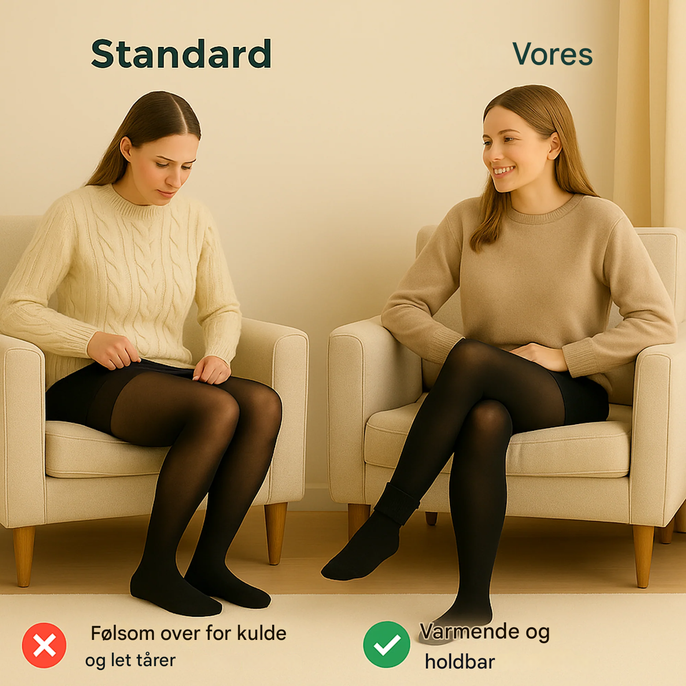 VarmNord – Thermo Strømpebukser | Fleece-forberedt 220 g åndbar | Kvinder varme under kjole & nederdel