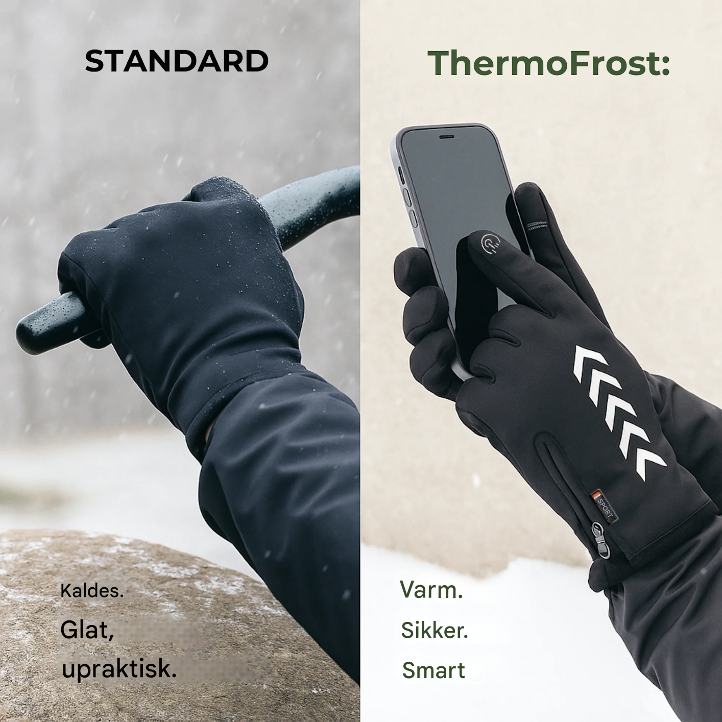 VarmNord – Thermo-handsker vandtætte | Touchscreen-kompatible skridsikre | Til vinter, udendørs & hverdag