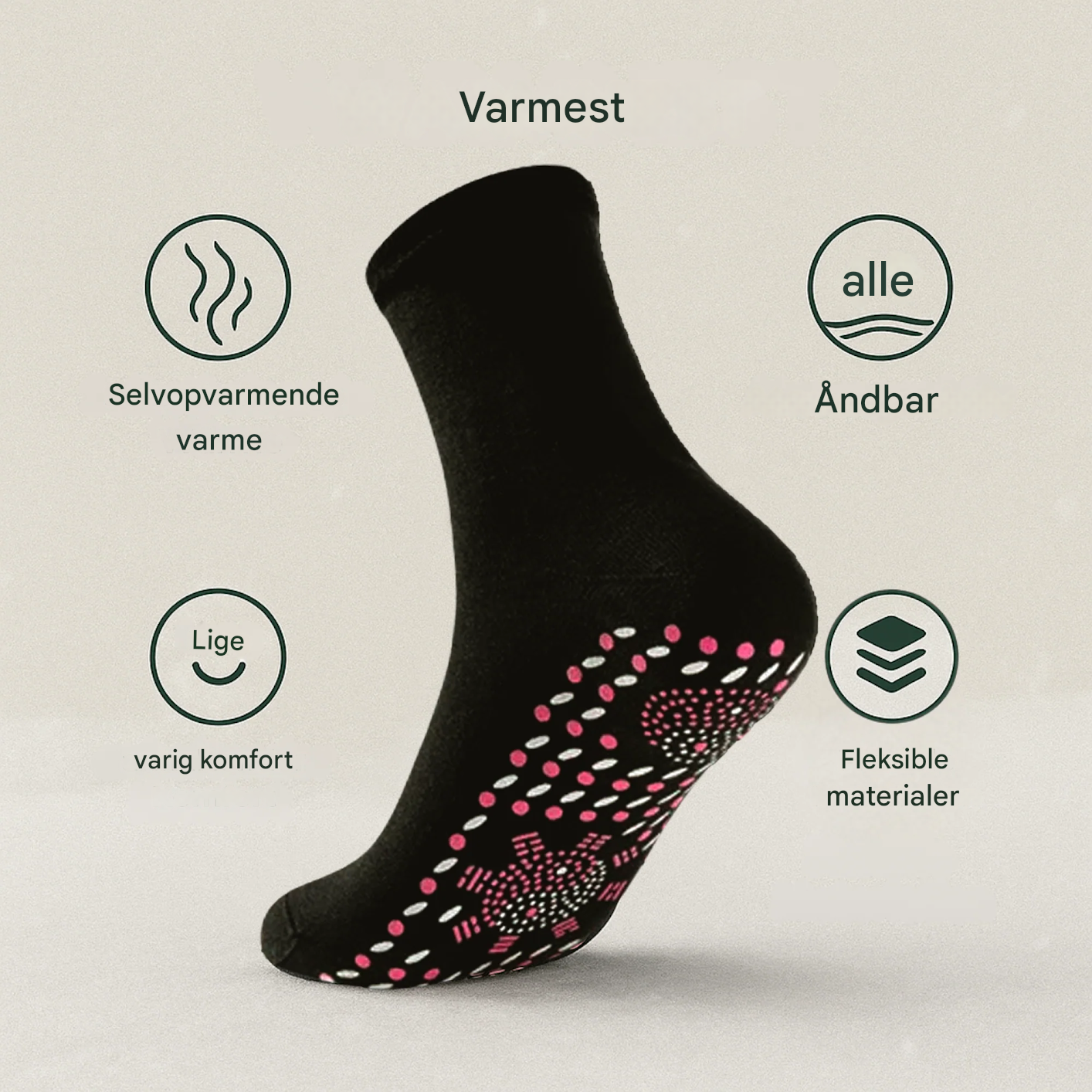 VarmNord – Termosokker til kvinder mod kolde fødder | Selvvarmende & skridsikre | Til vinter, hjemme, søvn & afslappede aftener