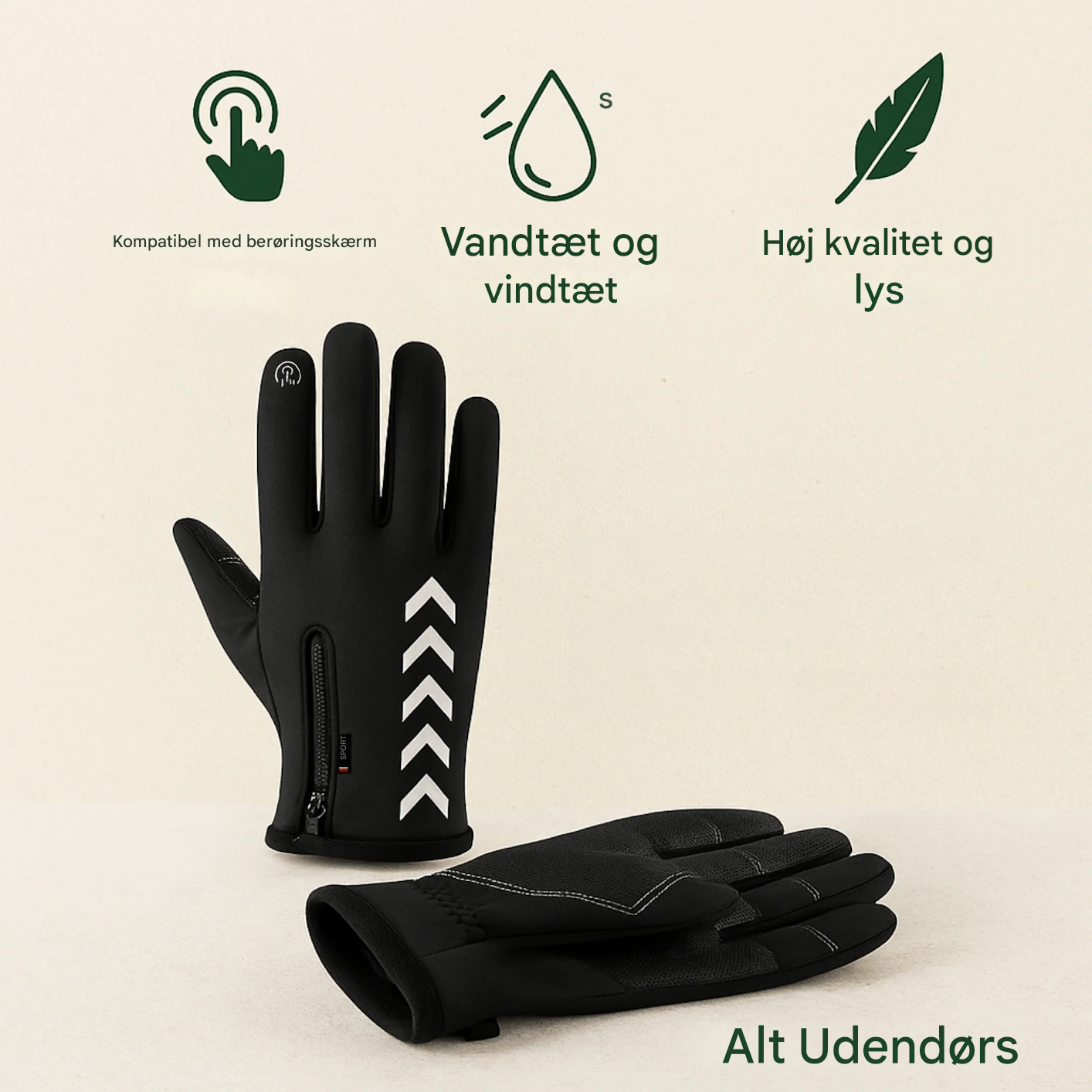 VarmNord – Thermo-handsker vandtætte | Touchscreen-kompatible skridsikre | Til vinter, udendørs & hverdag