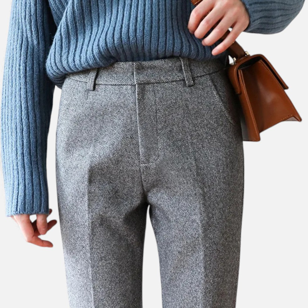 Dame stofbukser med hørmønster