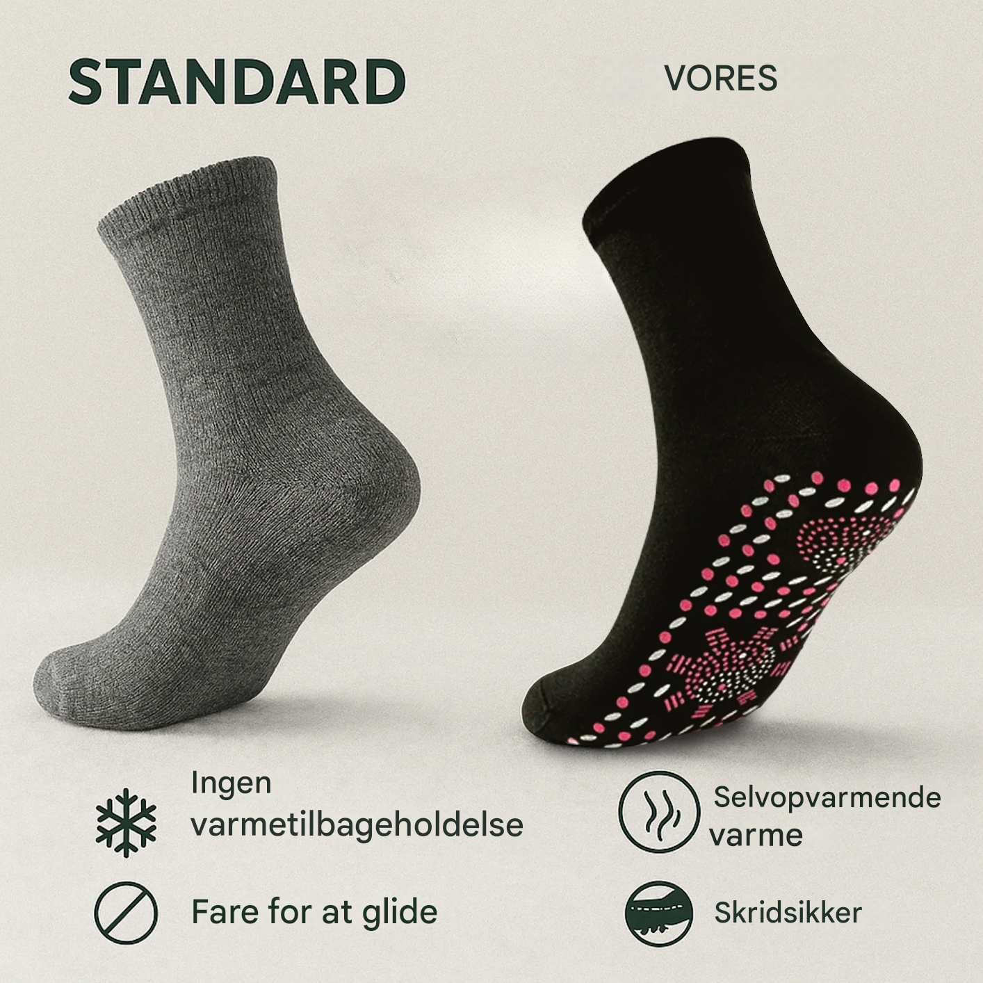 VarmNord – Termosokker til kvinder mod kolde fødder | Selvvarmende & skridsikre | Til vinter, hjemme, søvn & afslappede aftener