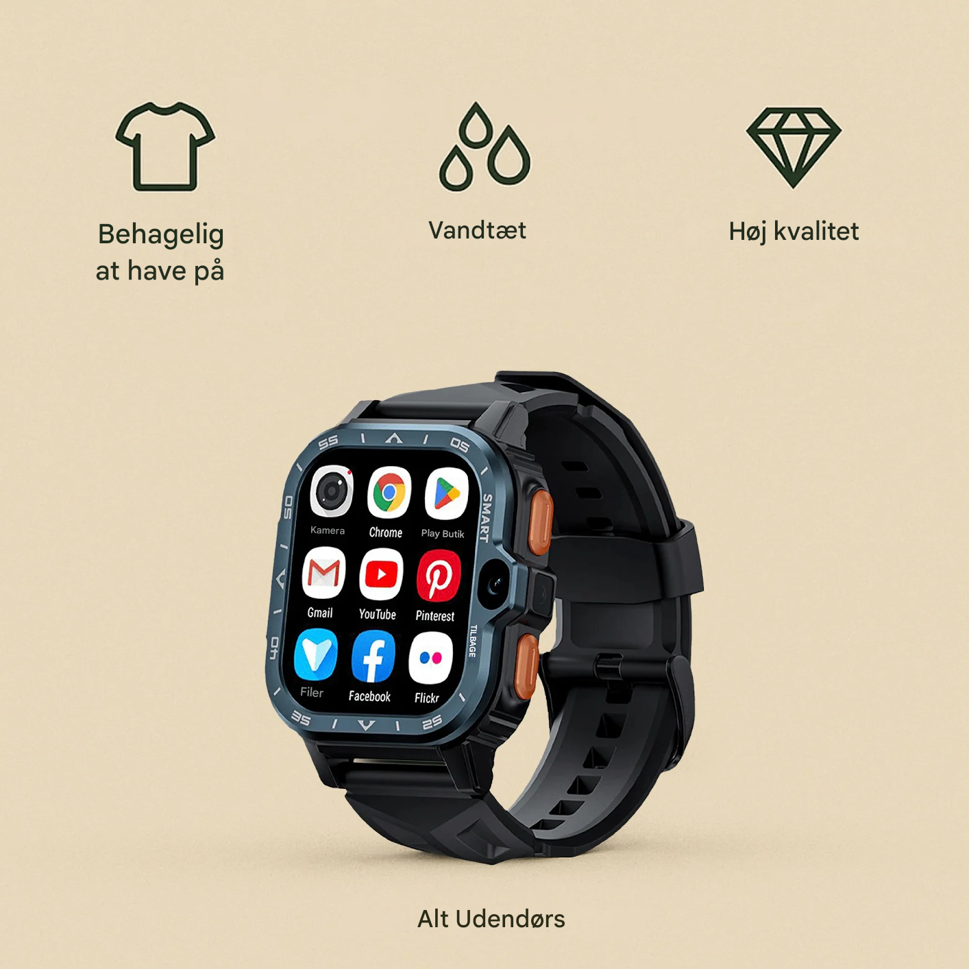 VarmNord – SIM Smartwatch | Opkald & Video IP68 stødresistent | Udendørs Arbejde Herrer