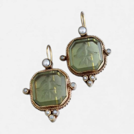 Vintage øreringe kvinder med facetteret glassten