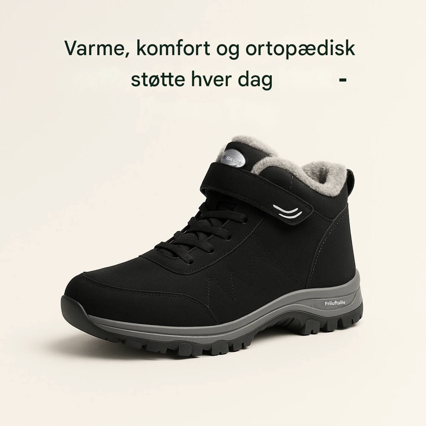 VarmNord – Orthopædisk Vinterstøvle Dame & Herre | Skridsikker Foret Velcro | Hverdag & Udendørs Komfort