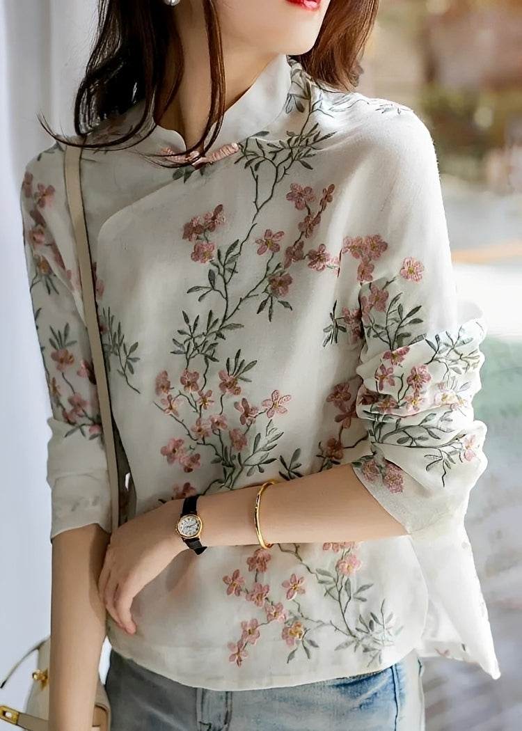 Livia - Elegant Blus med Blommotiv för Kvinnor