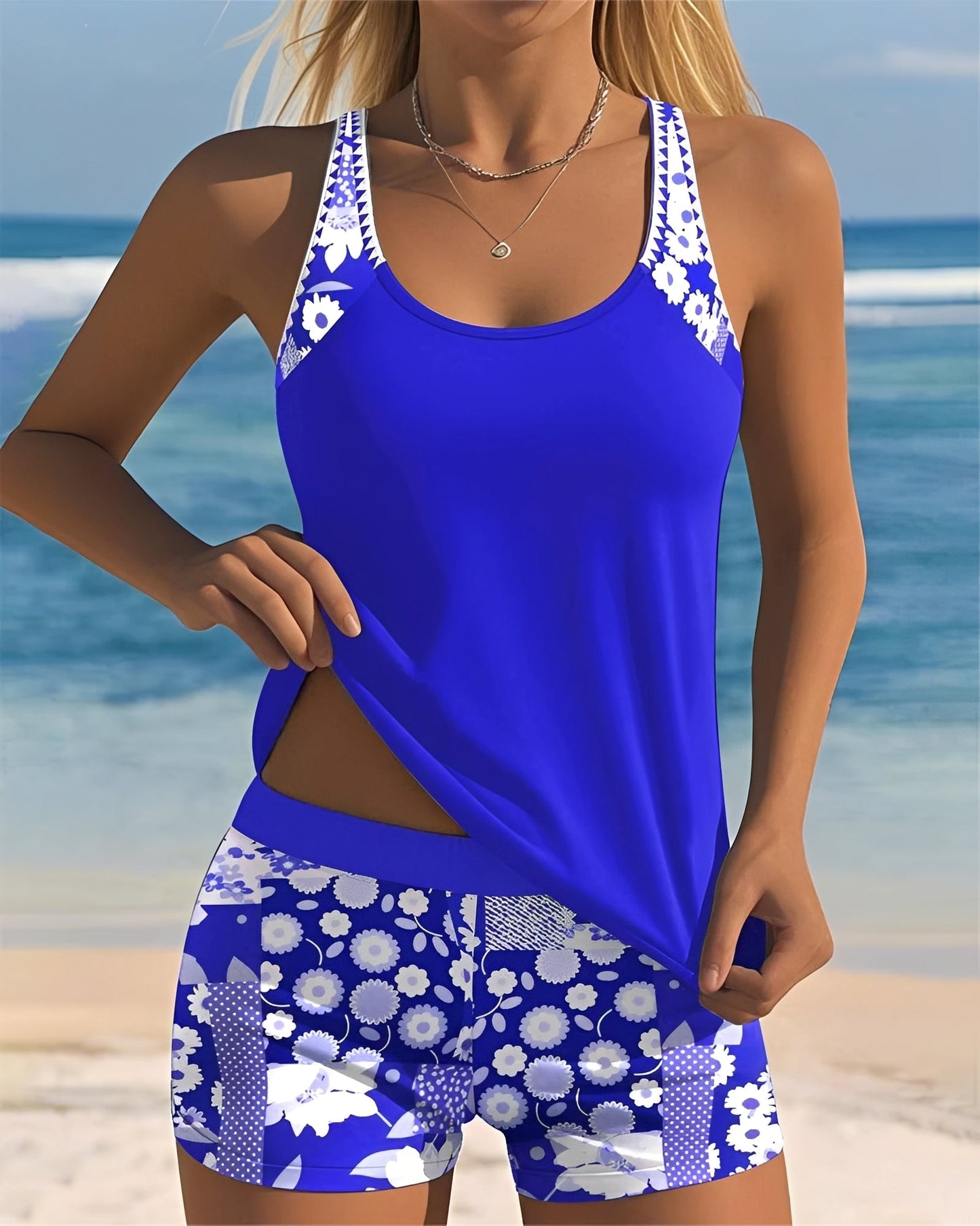 Soleil - Eleganta Tankini-set med Trendig Mönster för Kvinnor