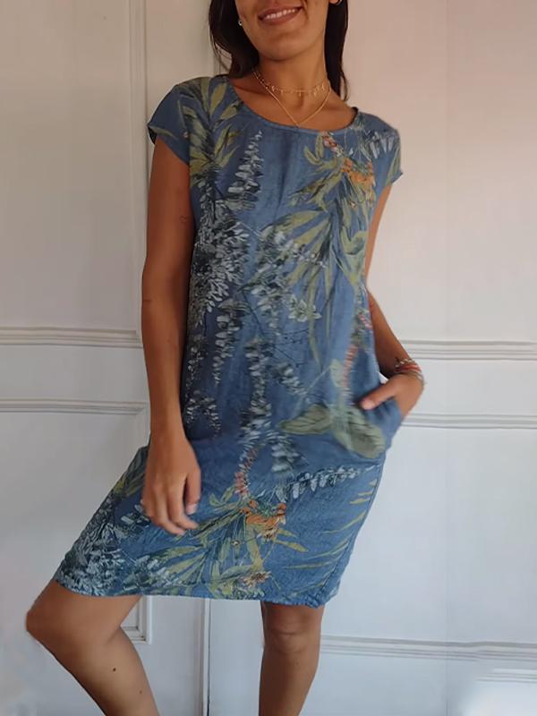 Sofia | Elegant Sommarklänning med Naturinspirerat Mönster