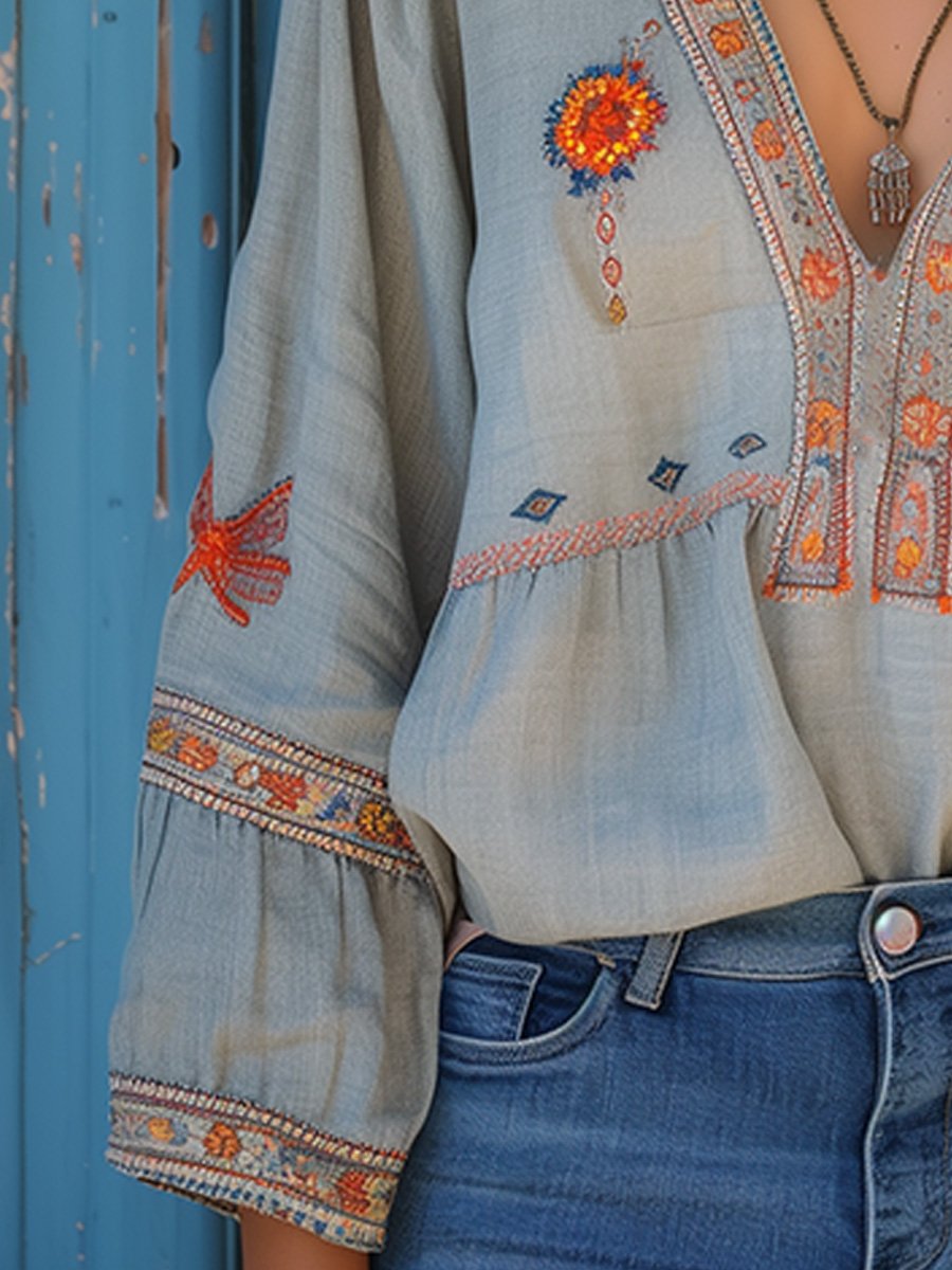 Elira | Trendig Sommarblus med Bohemisk Touch