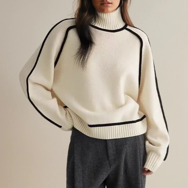 Elegant Dame Sweater med Høj Krave til Kølige Dage