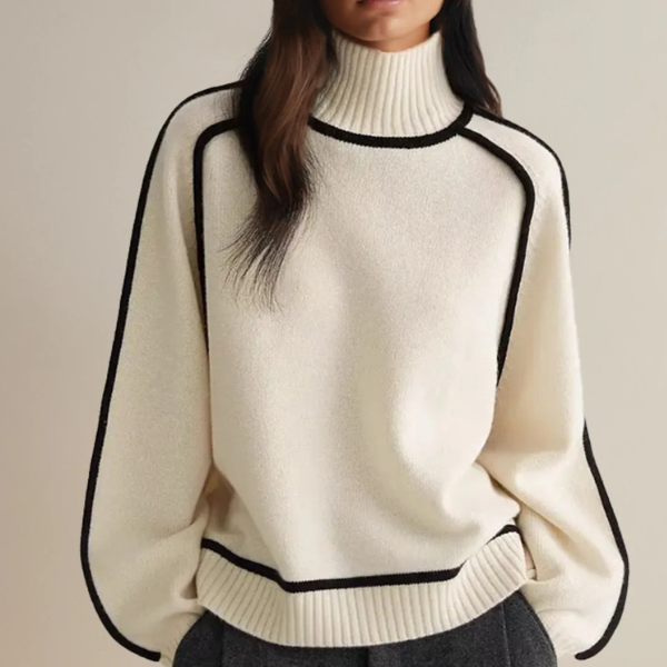 Elegant Dame Sweater med Høj Krave til Kølige Dage