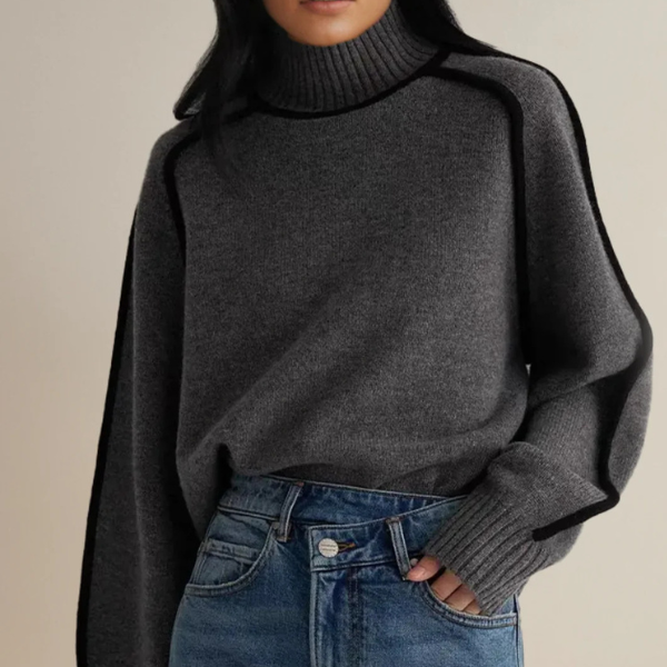 Elegant Dame Sweater med Høj Krave til Kølige Dage