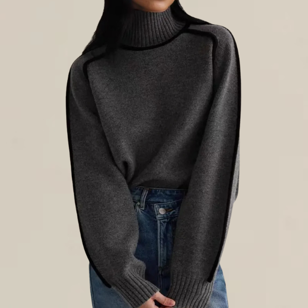 Elegant Dame Sweater med Høj Krave til Kølige Dage