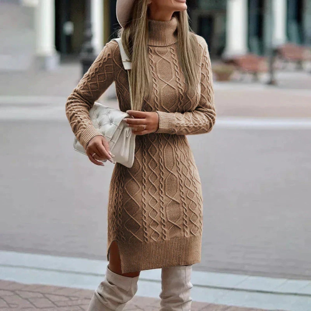 Krammende vinterstrik-mini-kjole - dag- og aftenoutfit