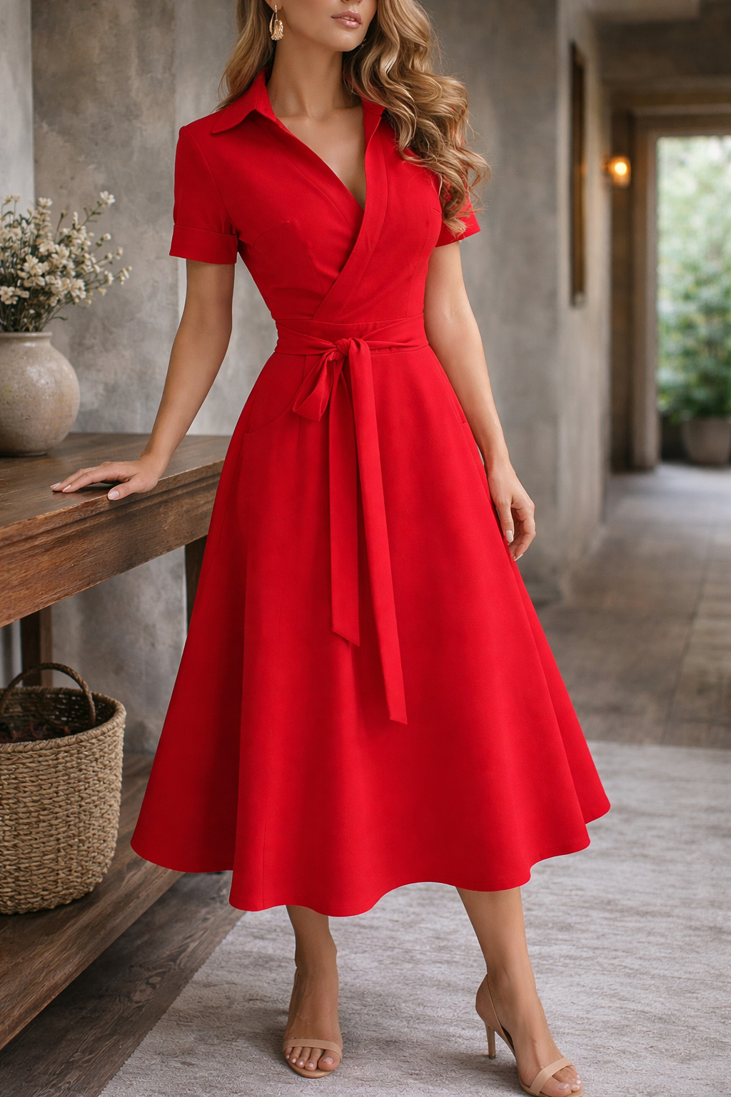 Elegant Off Shoulder Midiklänning i Melina Stil