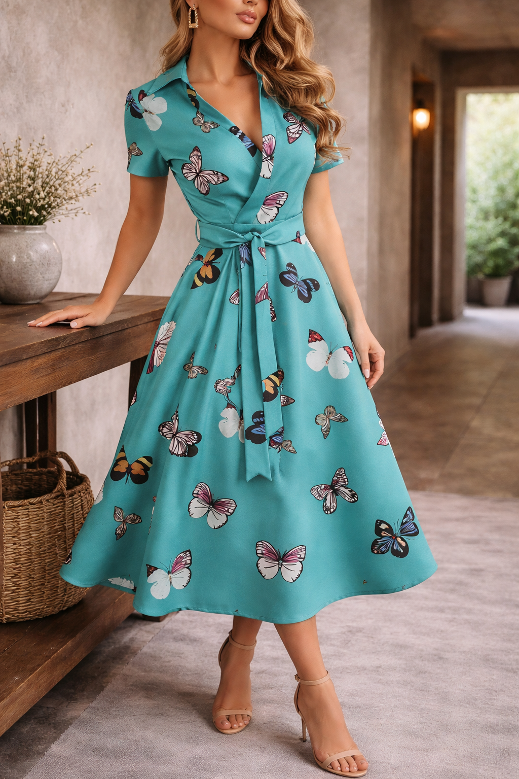Elegant Off Shoulder Midiklänning i Melina Stil