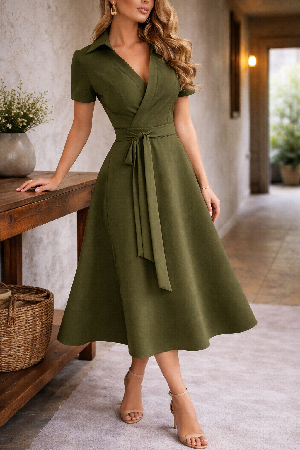 Elegant Off Shoulder Midiklänning i Melina Stil
