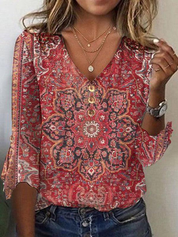 Soleya | Kvinno Blus med Bohemisk Mönster i Orientaliskt Tema