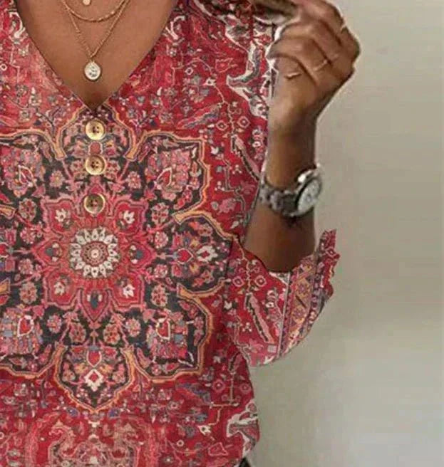Soleya | Kvinno Blus med Bohemisk Mönster i Orientaliskt Tema