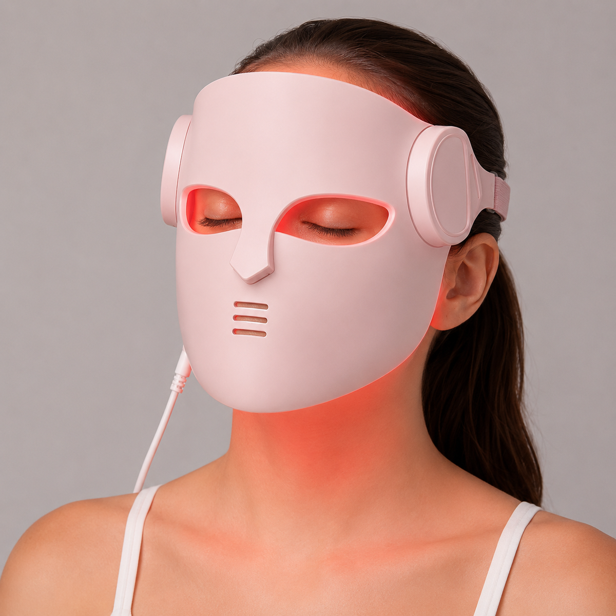 Ansiktsmask med LED Rött Ljus – 8 Ljuslägen, Flexibel Silikon & Valfri Nackpanel
