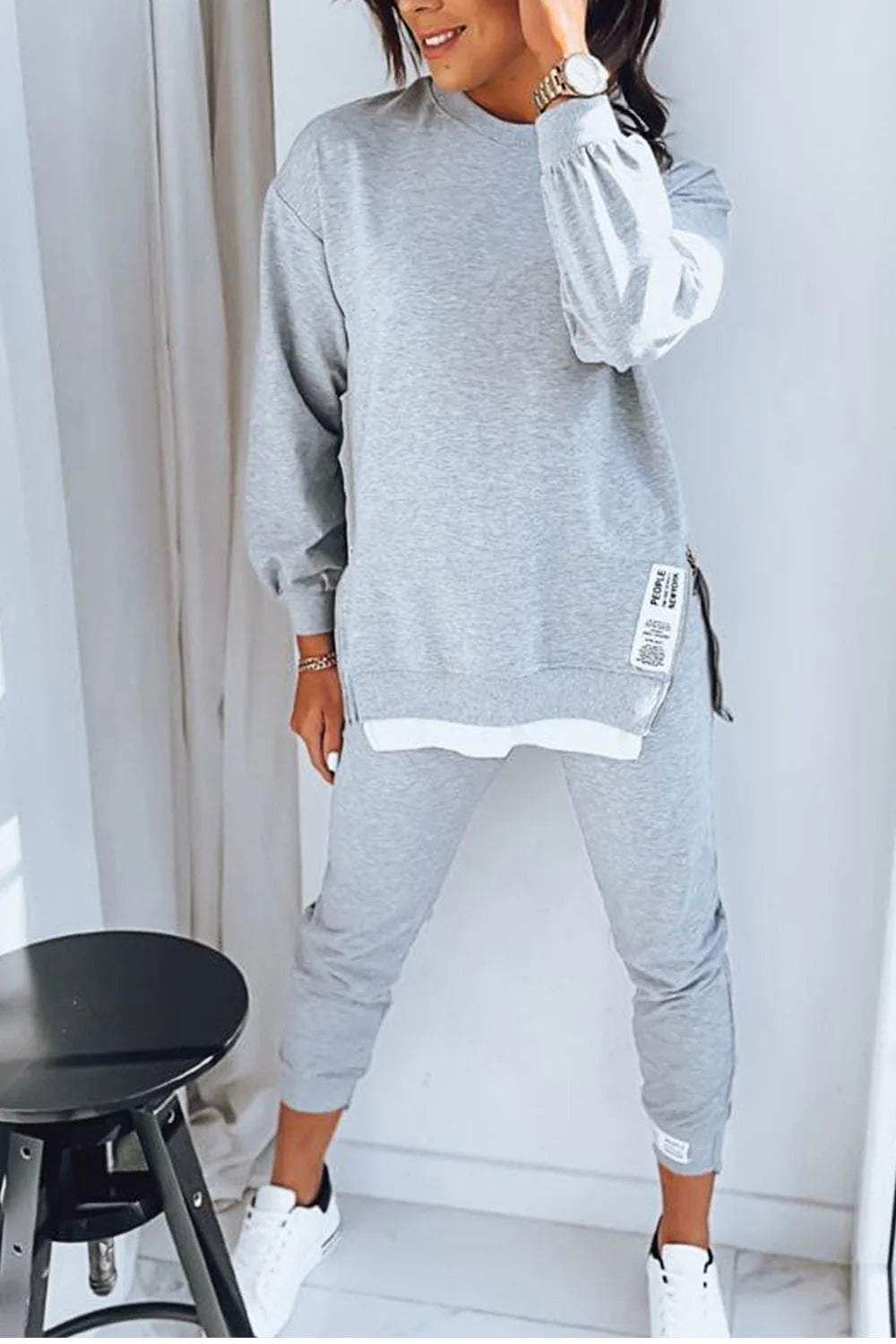 Lækkert sweat sæt med trendy oversized trøje og komfortable bukser